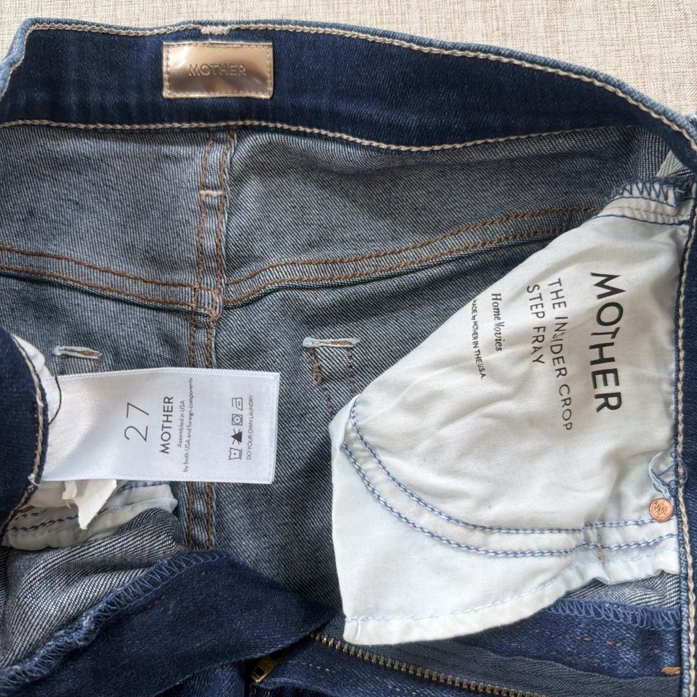 Mother Jeans Womens 27 Blue The Insider Crop Step Fray Dark Wash Denim - Picture 2 of 10